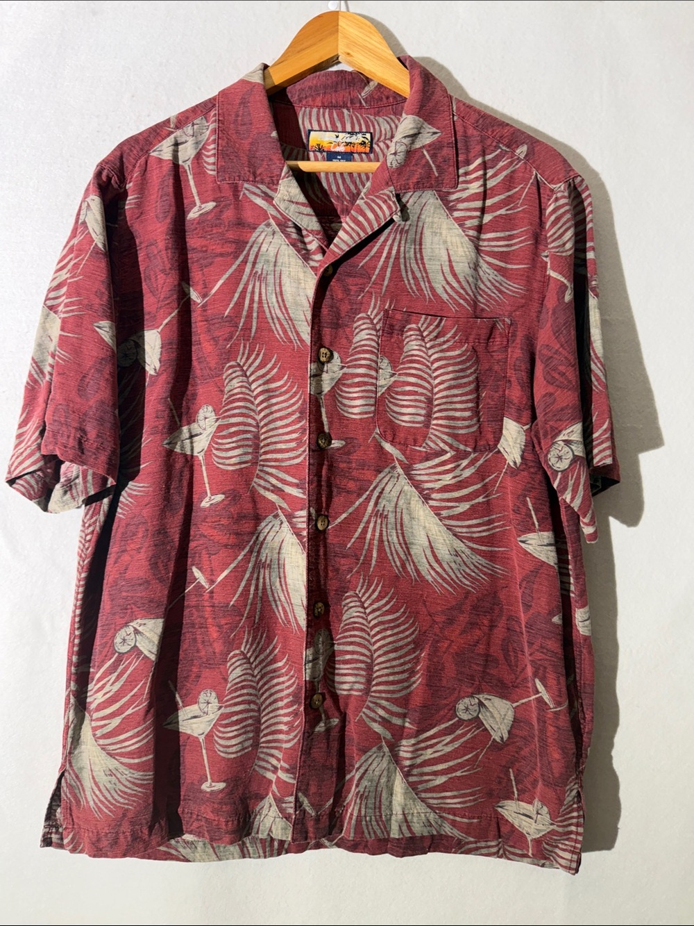 Vintage 80’s Havana Jacks Cafe Men’s Silk Martini Palm Camp Shirt M